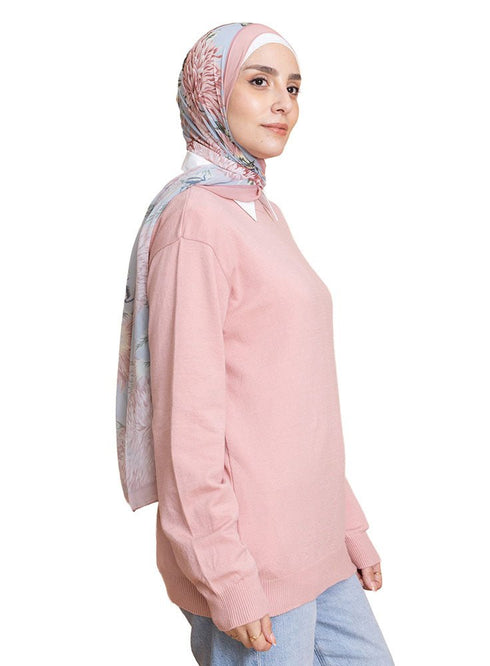 Pink Round Knit Pullover - Khotwh